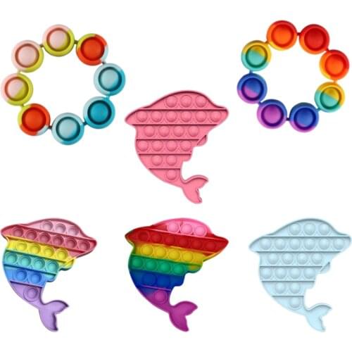Fidget Reliver Stress Toys Rainbow Push It Bubble Antistress Toys Funny Fidget Sensory Toy To Relieve Autism Free Shipping