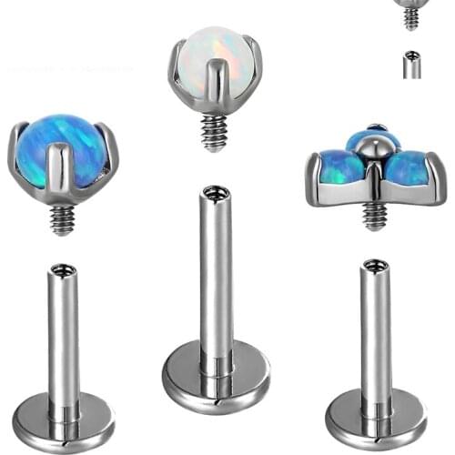 New G23Titanium Piercing Opal Stone Fund Sell Like Hot Cakes Inside The Circular Shaped Style 16G Stud Lip Bone Stud Ear Jewelry