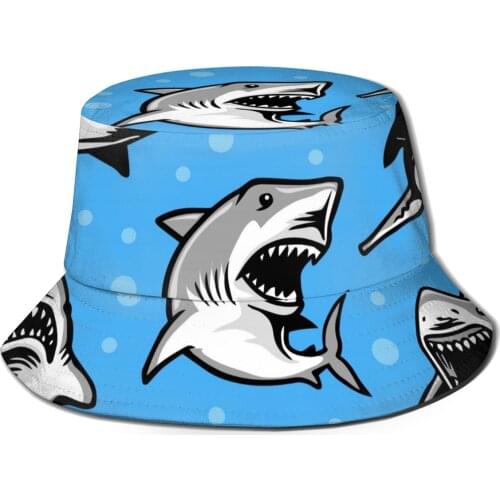 CINESSD Great White Shark Bucket Hat Summer Hats Fisherman Hat Foldable Women Men Sunscreen Shade Caps