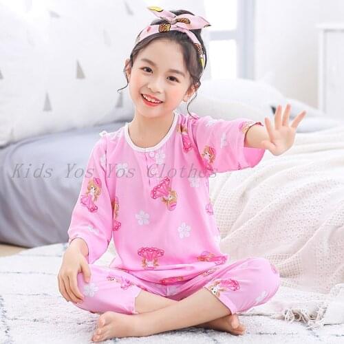 2021 Kids Clothes Girls Boys Sleepwear Pajamas Sets Baby Outfits Summer Cartoon Homewear Cotton Childrens Clothing Suit 6 8 10T