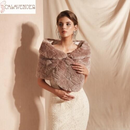 PJ18081 Wedding Fur Pashmian Winter Shawl Woman Fluffy Scarf Gifts New Shaggy Long Bridal Shawl for Women Winter Warm Accessory