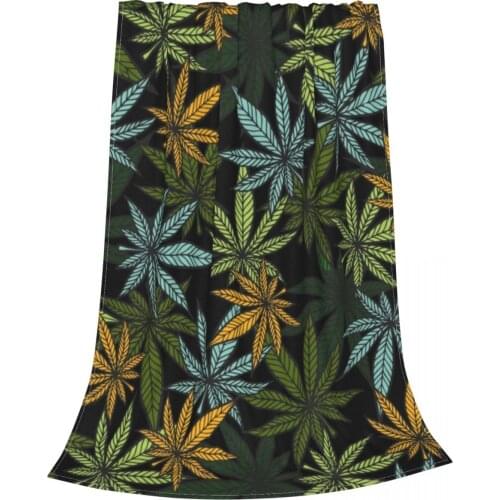 Weed Leaf Blankets Flannel Print Herb Portable Super Soft Throw Blanket for Bed Travel Quilt