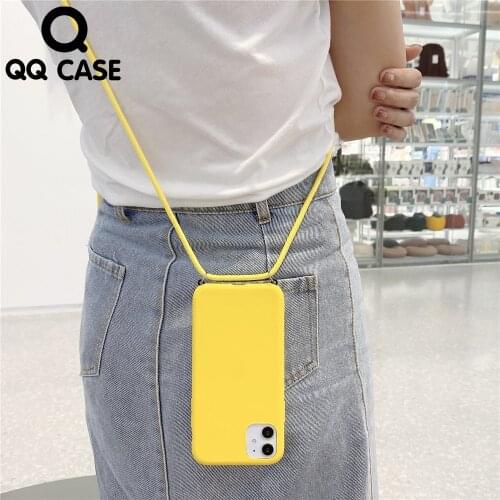 Simple Candy Color Soft Matte TPU Case For iphone 5 5S SE 6 6S 7 8 Plus SE 2 2020 11 Pro XS MAX X XR Lanyard Chain Necklace Case