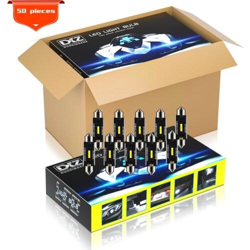 DXZ 50Pcs C5W C10W LED Bulbs Canbus Festoon-41MM CSP 1860 NO ERROR Car Interior Dome Light Reading Lights 12V/24V 3W Universal