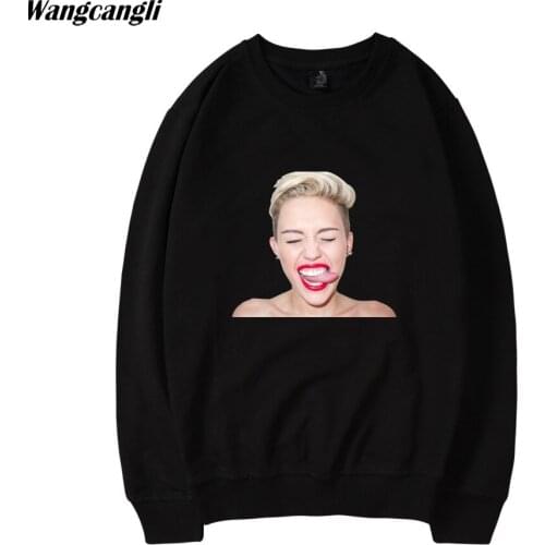 Miley Cyrus Harajuku Capless Hoodies Sweatshirt Men/Women Popular Star Casual Fans Pullover Warm Winter Tracksuit Women