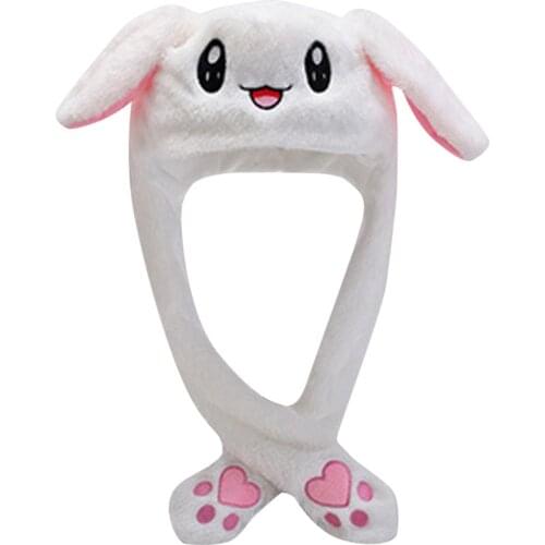 Funny Rabbit Hat Moving Ears Cute Embroidery Cartoon Warm Hat With Rabbit Ears And Rabbit Plush Hat Women Kids Kawaii