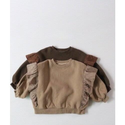 2 3 4 5 6 Years Toddler Girls Hoodies Thicken Korean Ruffle Long Sleeve Sweatshirt for Girl Baby Kids Clothing Child Pullover