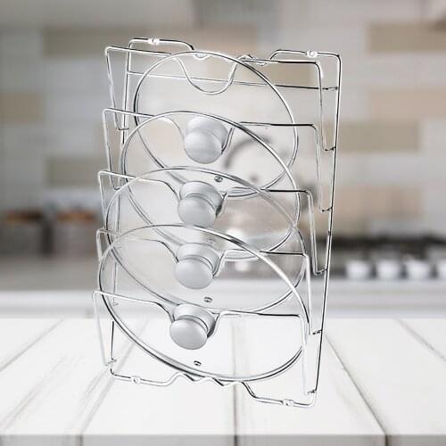 1pcs 5-Layer Pot Lid Holder Storage Organizer Stainless Steel Wall Door Mount Racks Shelf for Home Bar Pan Lid Kitchen Supplies