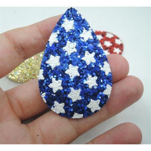 10pcs/lot wholesale new arrival star glitter leather water drop charms diy connectors for fashion earrings jewelry accessories