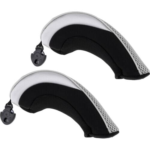 2pcs Premium Polyester Golf Hybrid UT Club Rescue Head Cover Headcover With Number Tag 2, 3, 4, 5, 7, X -Gray Covers Protectors