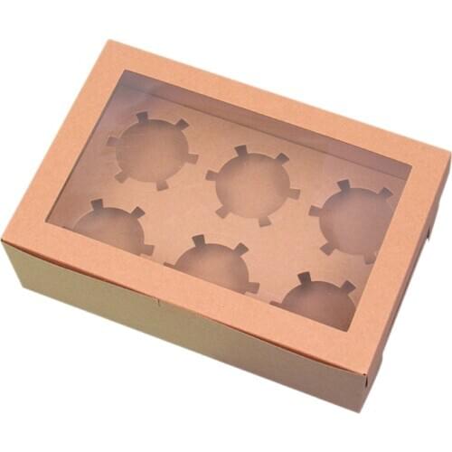 20 Pieces Open Window Cup Cake Box 6 Kraft Paper Pastry Puffin Box Baking Pastry Box