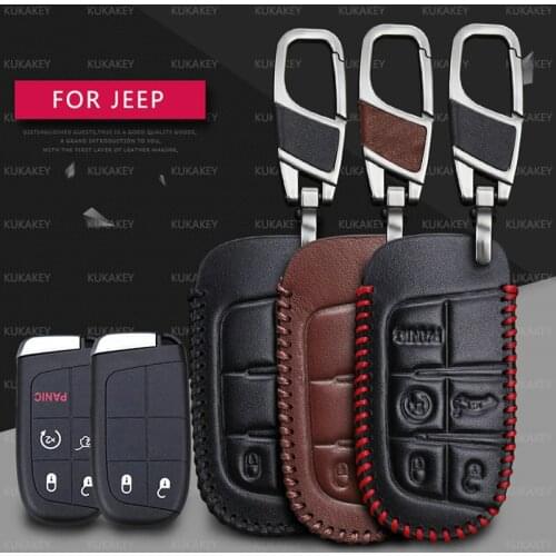 2020 Remote Key Fob Cover For Jeep Grand Cherokee Compass Liberty Renegade Wrangler Patriot Keychain Car Key Leather Case Holder