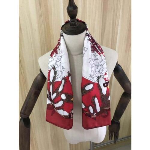 2021 new arrival winter spring classic snow 100% pure silk scarf twill hand made roll 90*90 cm shawl wrap for women lady