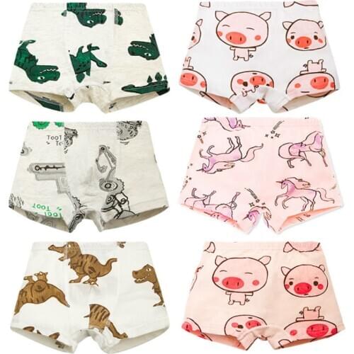 3pcs/lot Boys Boxer Underwear Cotton Baby Underpants Girls Cartoon Animal Briefs Soft Breathable Panties for 2 -10 Years Kids