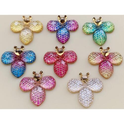 New 30pcs Animals Bee DIY Acrylic Fairy Garden Craft Decoration Gift Flatback for Hair Bow Center Scrapbooking 21*22mm -B43