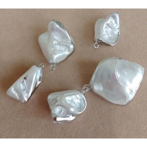 5 PCS /LOT 100% freshwater loose pearl with big baroque shape,pendant with 1 hanger ,DIY PEARL BEADS-15-28 mm treated colors