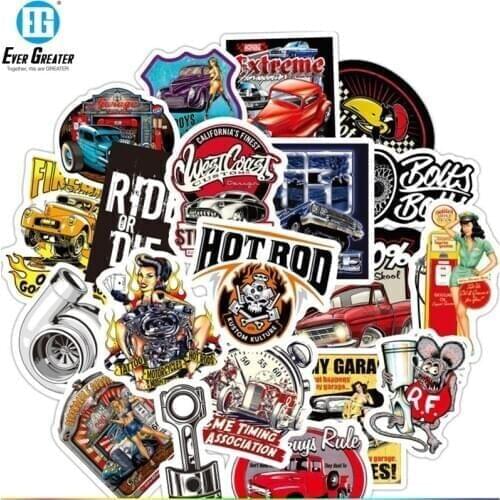 50pcs Car Styling Cartoon Classic Car Stickers Decals for Motorcycle Helmet Laptop Suitcase Skateboards Guitar Graffiti Sticker