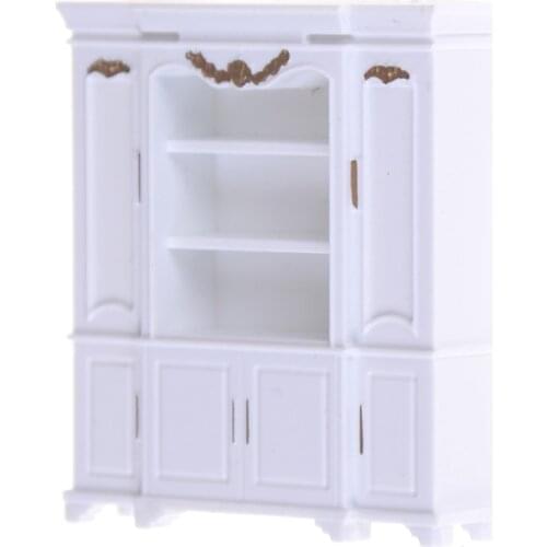 51*12*56mm Dollhouse Mini Cabinet Model Kitchen Dining Display Shelf White Doll House Decoration Miniature Kitchen Accessories
