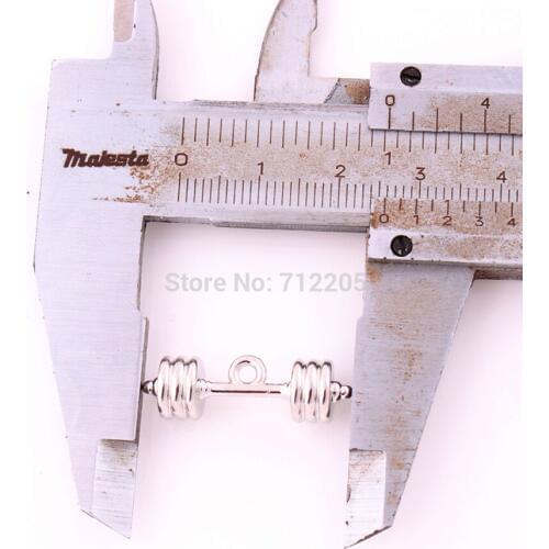 8mm*26mm rhodium plated Fitness Weightlifting Gym pendants 10pcs a lot Dumbbell Barbell weight pendant