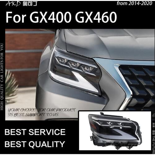AKD Car Styling Head Lamp for GX400 Headlights 2014-2020 GX460 LED Headlight LED DRL Projector Lens Low Beam Auto Accessories