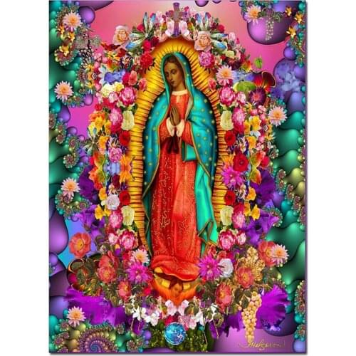 5D Diy Diamond Mosaic Coloful Flower Virgin Art Diamond Painting Full Square Round Embroidery Sale Abstract Our Lady,I53