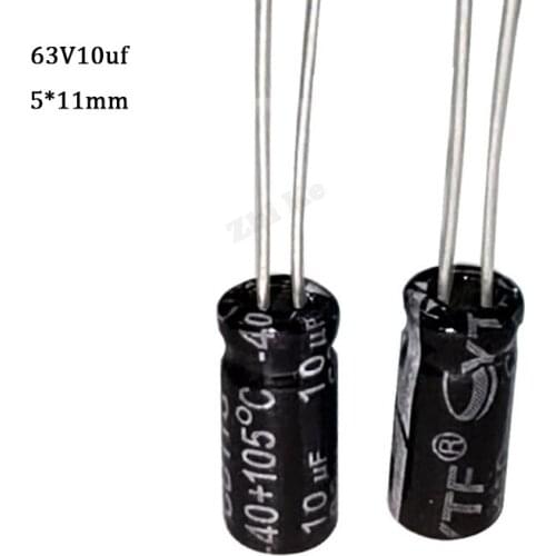 50pcs/lot 10UF 63V 10mf 105C 5X11mm Aluminum Electrolytic Capacitor 63V10UF radial lead 50pcs