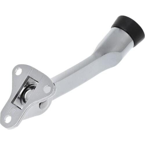 Zinc Alloy Satin Lever Door Stopper With Rubber Feet Mounted Holder