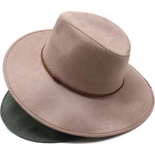 Western big cowboy hat suede woolen hat men and women big brim fedora hat outdoor outing jazz top hat wholesale
