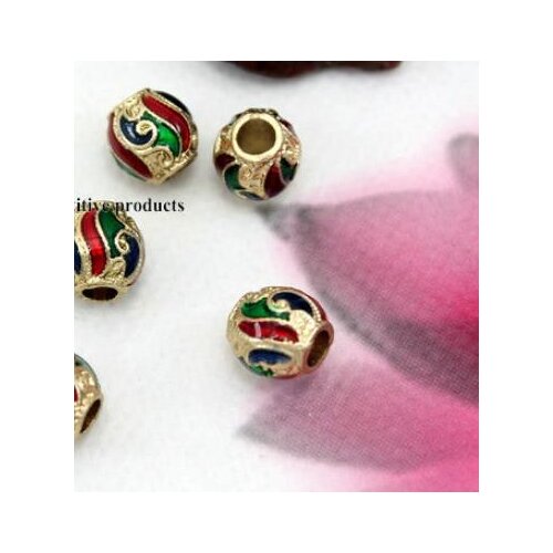 5pcs/lot Tibetan silver Dripping oil spacer Cloisonne lotus beads Loose Bead Spacer Beads for DIY Jewelry Making bracelet s4fd