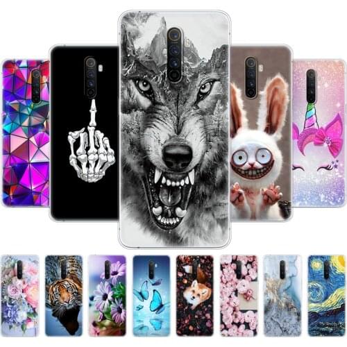 For Realme X2 Pro Case RMX1931 Silicon phone back Cover For Oppo Realme x2 Pro X2Pro Back Bumper Coque 6.5inch flower animal cat