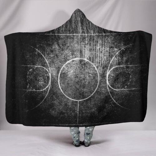 Black White Basketball Court 3D Printed Wearable Blanket Adults For Kids Various Types Hooded Blanket Fleece blanket