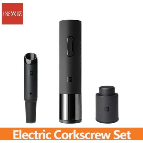Huohou Electric Corkscrew Set Automatic Wine Bottle Opener Cap Stopper Fast Decanter Foil Cutter Cork Out Tool
