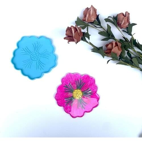Epoxy Resin Mold 3 Pcs Flower Coaster Epoxy Resin Mold Cup Mat Silicone Mould DIY Crafts Decorations Casting Tools