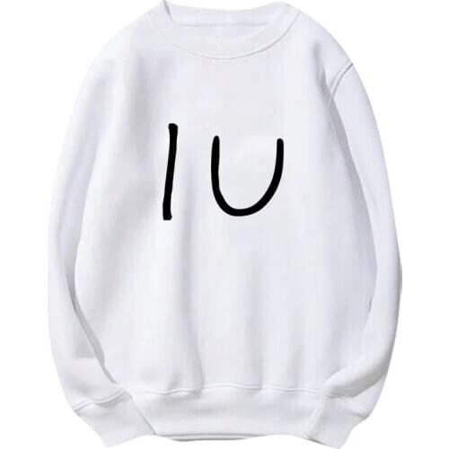 Cotton Kpop IU Lee Ji Eun Same Pullover Sweatshirt Women Loose Streetwear Casual Letter Oversize Sweatshirts Female Clothes