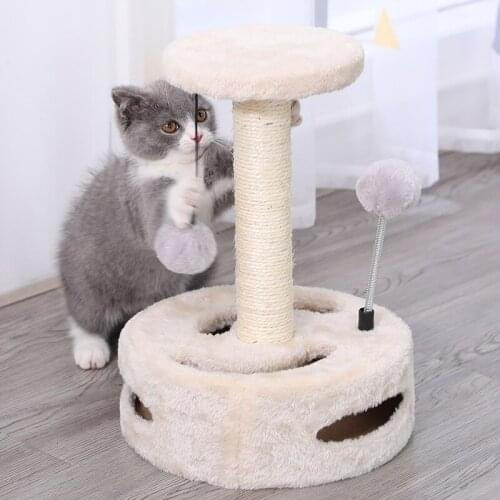 Cat Toy Climbing Tree House Furniture Cat Scratching Wood Cute Flower Shape Interactive Toys Kitten Climbing Frame Hammock Table