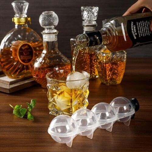 4 Hole Ball Bar Ice Box Round Mold Sphere Large Tray DIY Mould Access Ice Cube Party for Home Bar Kitchen Tool