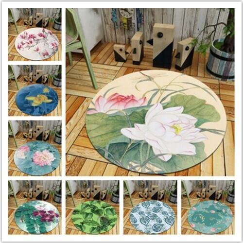 Flowers Plants Print Round Rugs Living Room Doormat Cartoon Carpets Door Floor Mat Bedroom Carpet Kid Room Decor Rug Yoga Mat