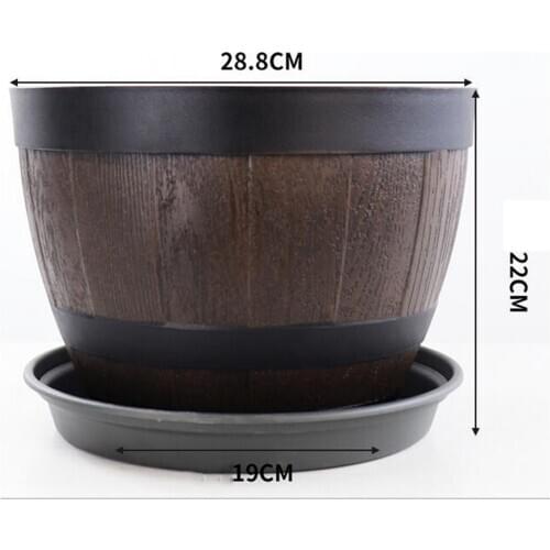 11.5inch Round Barrel Garden Planter Oudoor Patio Flower Pot Tub Container