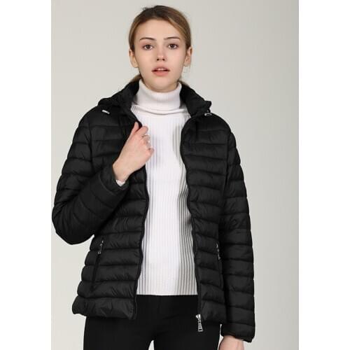 Womens Winter Jacket Parkas Thicken Outerwear Solid Hooded Coats Short Slim Cotton Padded Basic Tops