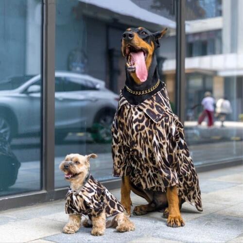 Fashion Pet Dog Summer Leopard Shirt for Small Medium Large Dogs Doberman Teddy Schnauzer Pug Husky Yorkie T-shirt Clothes TLC25