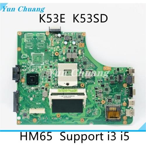 K53SD Laptop motherboard For ASUS K53E K53 A53E A53S X53S X53E P53 original mainboard Support I3 I5 CPU GMA