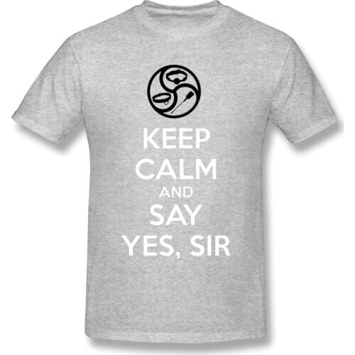 T-Shirt for Men Eep Calm And Say Yes Sir BDSM Kink Dom Sub 100% Cotton Dominant Submissive Slave Play Master Sexy Sub Clothes
