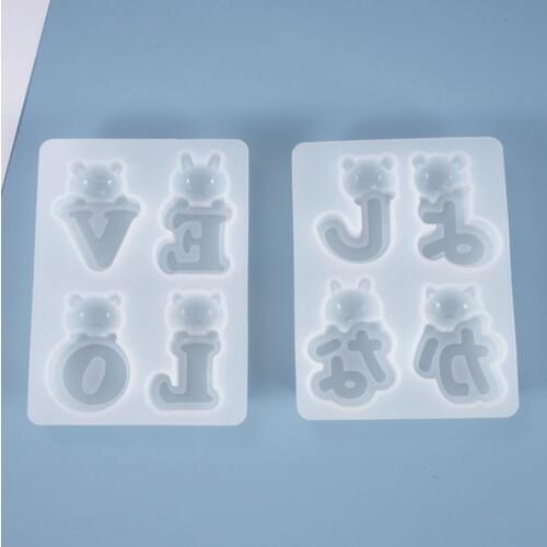 New Transparent Silicone Mold Resin Decorative Craft DIY Japanese alphabet bear rabbit Mold epoxy resin molds for jewelry