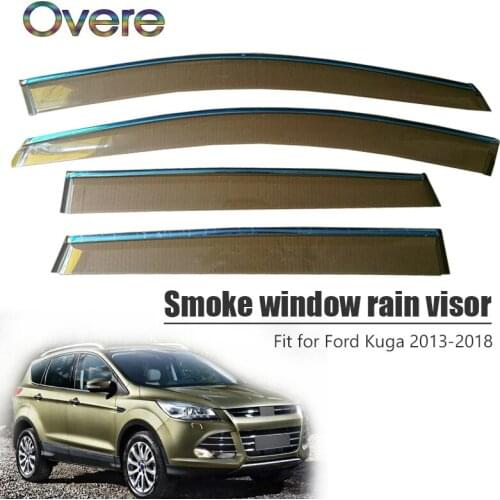 Overe 4Pcs/1Set Smoke Window Rain Visor For Ford Kuga 2013 2014 2015 2016 2017 2018 ABS Awnings Shelters Guard Accessories
