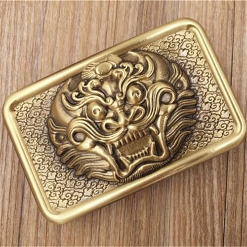 Solid Brass Chinese Style Belt Buckle Men Belt Diy Accessories Vintage Belt Buckles Male Strap Belts Luxury Retro Buckles BK0036