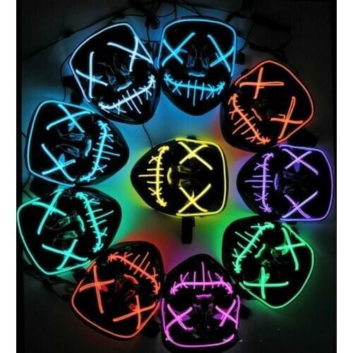 Halloween Lights LED Mask String Lights Neon Mask Halloween Party Decoration Outdoor Bar Cosplay Holiday Lights Battery Operated