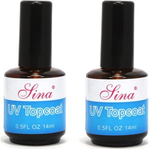 Pro 2pcs Nail Art UV Topcoat Top Coat for Acrylic UV Gel Polish Tips Tool 14ml