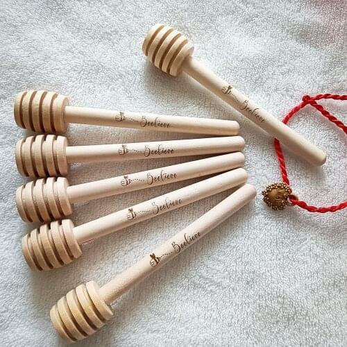 High Quality Personalized Wood Honey Dipper Sticks,Custom Wedding Favors Baby Shower Decoration, Mini server For Honey Jar Disp