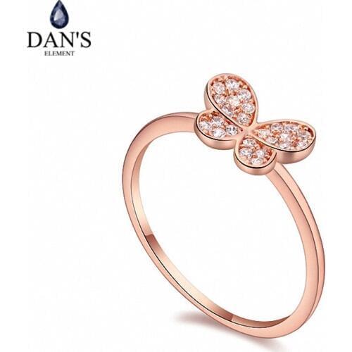 DANS Real Austrian Crystals Brand AAA Zirconia Micro Inlays Fashion Ring for women New Geometric 108721rose