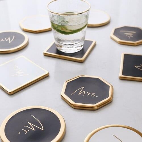 Gold Marble Ceramic Mug Coaster Cup Mat Round Cup Mat Octagon Placemat Pad Holder Table Place Mat Kitchen Decoration Accessories